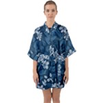 Pattern Flower Nature Half Sleeve Satin Kimono 