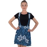 Pattern Flower Nature Velvet Suspender Skater Skirt