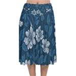 Pattern Flower Nature Velvet Flared Midi Skirt