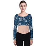 Pattern Flower Nature Velvet Long Sleeve Crop Top