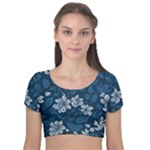 Pattern Flower Nature Velvet Short Sleeve Crop Top 