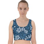 Pattern Flower Nature Velvet Racer Back Crop Top