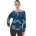 Pattern Flower Nature Off Shoulder Long Sleeve Velour Top