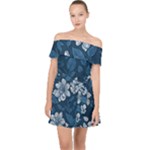 Pattern Flower Nature Off Shoulder Chiffon Dress