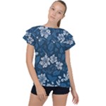 Pattern Flower Nature Ruffle Collar Chiffon Blouse