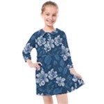 Pattern Flower Nature Kids  Quarter Sleeve Shirt Dress