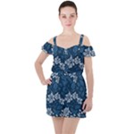 Pattern Flower Nature Ruffle Cut Out Chiffon Playsuit
