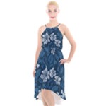 Pattern Flower Nature High-Low Halter Chiffon Dress 