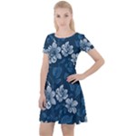 Pattern Flower Nature Cap Sleeve Velour Dress 