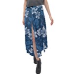 Pattern Flower Nature Velour Split Maxi Skirt