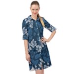 Pattern Flower Nature Long Sleeve Mini Shirt Dress