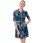 Pattern Flower Nature Belted Shirt Dress