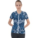 Pattern Flower Nature Short Sleeve Zip Up Jacket
