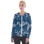 Pattern Flower Nature Velvet Zip Up Jacket