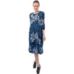 Pattern Flower Nature Ruffle End Midi Chiffon Dress