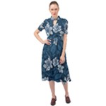 Pattern Flower Nature Keyhole Neckline Chiffon Dress