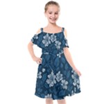 Pattern Flower Nature Kids  Cut Out Shoulders Chiffon Dress