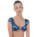 Pattern Flower Nature Cap Sleeve Ring Bikini Top