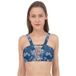 Pattern Flower Nature Cage Up Bikini Top