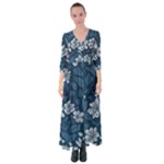 Pattern Flower Nature Button Up Maxi Dress