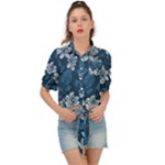 Pattern Flower Nature Tie Front Shirt 
