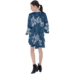 V-Neck Flare Sleeve Mini Dress 