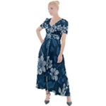 Pattern Flower Nature Button Up Short Sleeve Maxi Dress