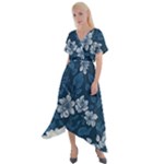 Pattern Flower Nature Cross Front Sharkbite Hem Maxi Dress