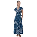 Pattern Flower Nature Flutter Sleeve Maxi Dress