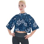 Pattern Flower Nature Mock Neck T-Shirt