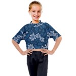 Pattern Flower Nature Kids Mock Neck T-Shirt
