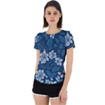 Pattern Flower Nature Back Cut Out Sport T-Shirt