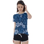Pattern Flower Nature Short Sleeve Open Back T-Shirt