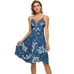 Pattern Flower Nature Sleeveless Tie Front Chiffon Dress