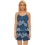 Pattern Flower Nature Satin Pajama Short Set