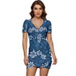 Pattern Flower Nature Low Cut Cap Sleeve Mini Dress