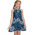 Pattern Flower Nature Kids  Halter Collar Waist Tie Chiffon Dress