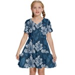 Pattern Flower Nature Kids  Short Sleeve Tiered Mini Dress