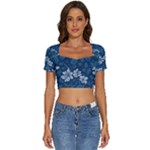 Pattern Flower Nature Short Sleeve Square Neckline Crop Top 
