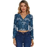 Pattern Flower Nature Long Sleeve V-Neck Top