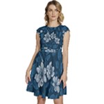 Pattern Flower Nature Cap Sleeve High Waist Dress