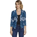 Pattern Flower Nature Women s Casual 3/4 Sleeve Spring Jacket