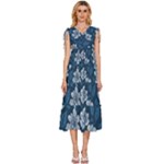 Pattern Flower Nature V-Neck Drawstring Shoulder Sleeveless Maxi Dress