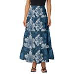 Pattern Flower Nature Tiered Ruffle Maxi Skirt