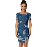 Pattern Flower Nature Fitted Knot Split End Bodycon Dress