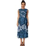 Pattern Flower Nature Sleeveless Round Neck Midi Dress