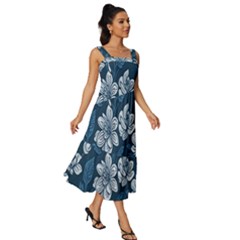 Square Neckline Tiered Midi Dress 