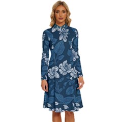 Long Sleeve Shirt Collar A-Line Dress 