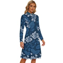 Long Sleeve Shirt Collar A-Line Dress 