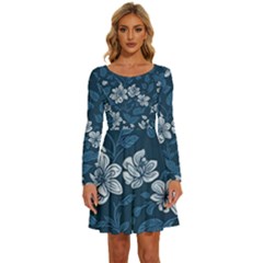 Long Sleeve Wide Neck Velvet Dress 